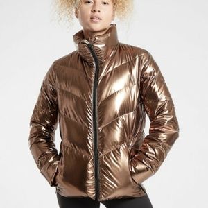 ATHLETA Lofty Metallic Down Jacket Bronze Puffer